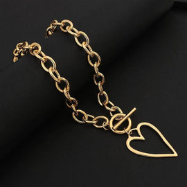 Punk Gold Hollow Heart Pendant Emiraa