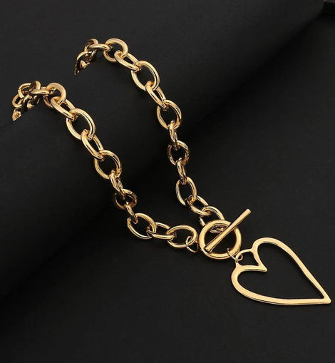 Punk Gold Hollow Heart Pendant Emiraa